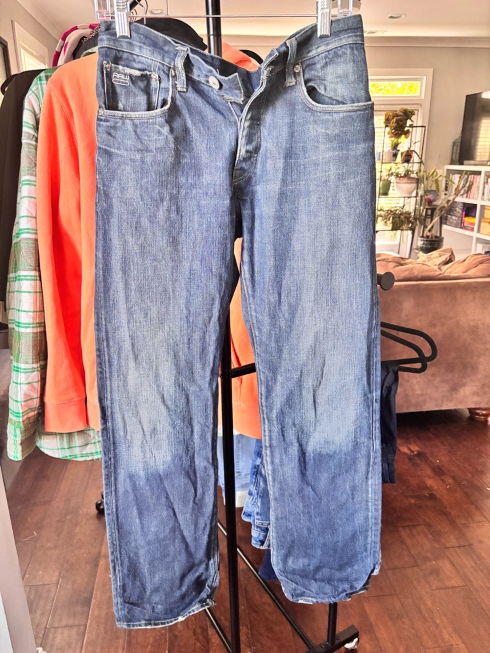 G-Star Medium Blue Straight-Leg Jeans